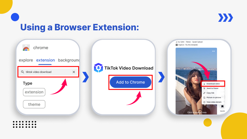 using a browser extension to download TikTok video flowchart